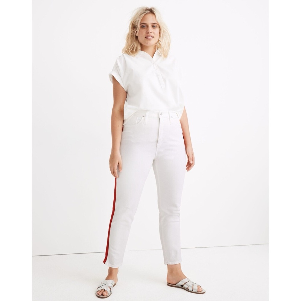 Madewell Slim Straight Jeans in Tile White: Tuxedo Stripe Edition High Rise